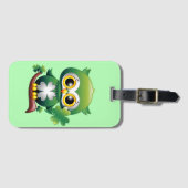Baby Owl St Patrick Paddy Cartoon Bagagelabel (Voorkant (horizontaal))