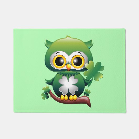 Baby Owl St Patrick Paddy Cartoon Deurmat (Voorkant)