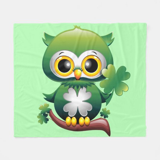 Baby Owl St Patrick Paddy Cartoon Fleece Deken (Voorkant (Horizontaal))