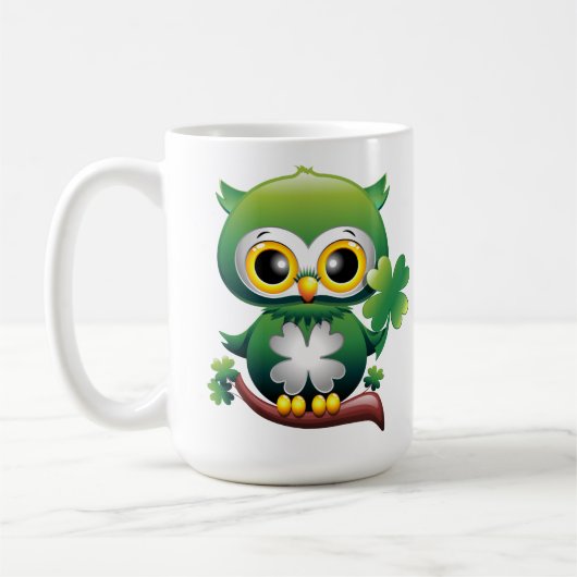 Baby Owl St Patrick Paddy Cartoon Koffiemok (Links)
