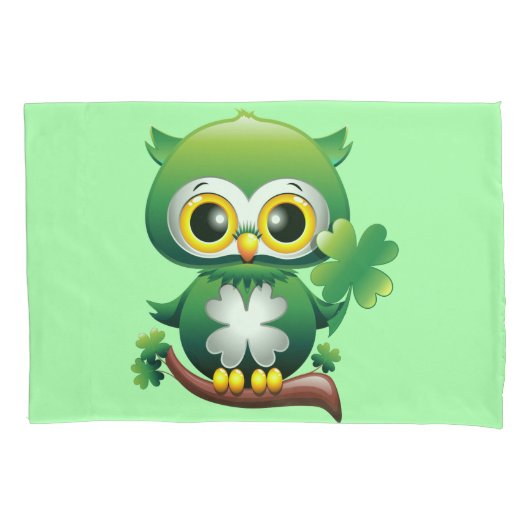 Baby Owl St Patrick Paddy Cartoon Kussensloop (Voorkant)
