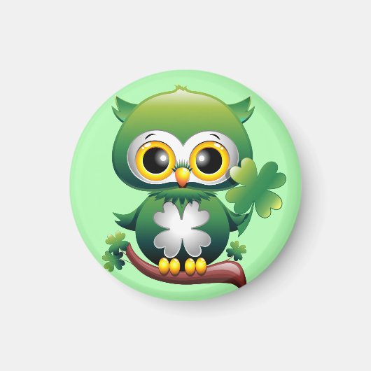 Baby Owl St Patrick Paddy Cartoon Magneet (Voorkant)