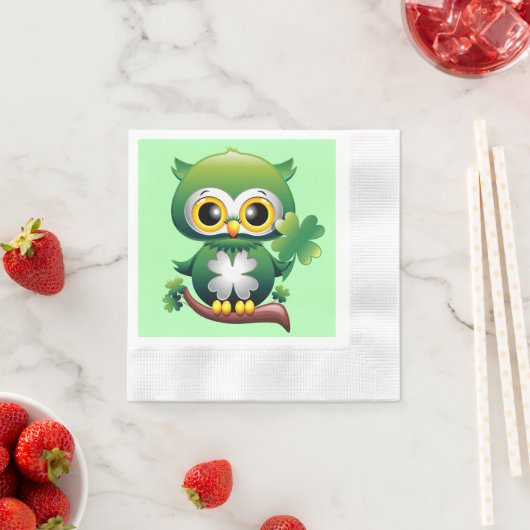 Baby Owl St Patrick Paddy Cartoon Servet (Insitu)