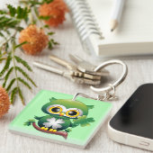 Baby Owl St Patrick Paddy Cartoon Sleutelhanger (Voorkant Rechts)