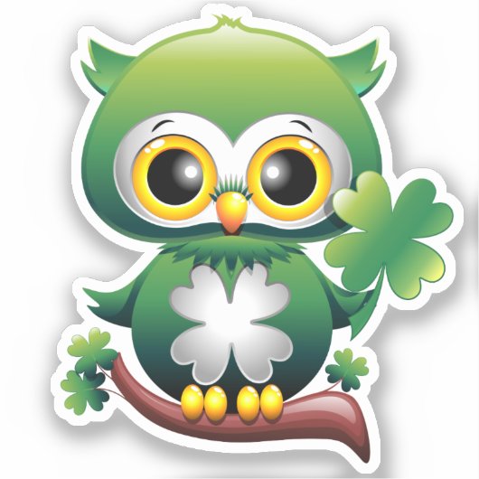 Baby Owl St Patrick Paddy Cartoon Sticker (Voorkant)