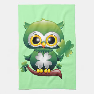 Baby Owl St Patrick Paddy Cartoon Theedoek