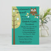 Baby Owl Whoooos Pregnant Green Shower Party Custo Kaart (Staand voorkant)