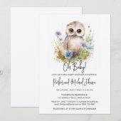 Baby Owl Woodland Baby shower Kaart (Voorkant / Achterkant)