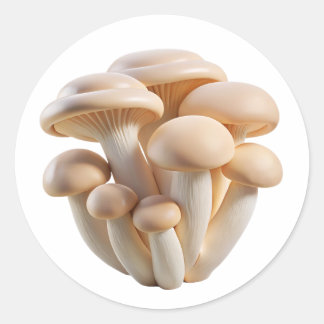 Baby Oyster Mushrooms Plastic 3D – Glanzend Ronde  Ronde Sticker