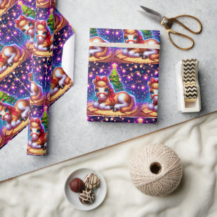 Baby Paard leggen door kerstboom Cadeaupapier