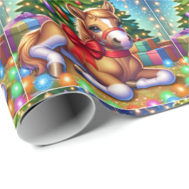 Baby Paard leggen door kerstboom Cadeaupapier