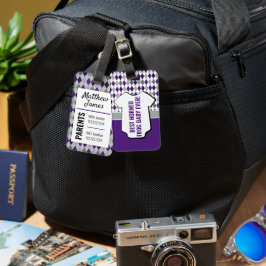 Baby Paars grijs Argyle Pattern Bag Label Bagagelabel