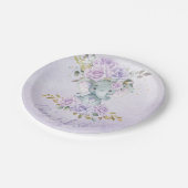 Baby Paarse Bloemen Olifanten Tweeling Baby shower Papieren Bordje (Gekanteld)