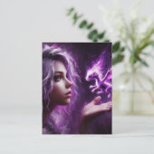 Baby Paarse Draak Briefkaart (Staand voorkant)