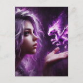 Baby Paarse Draak Briefkaart (Voorkant)