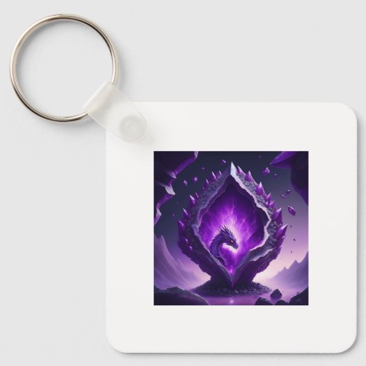 Baby Paarse Draak komt uit Space Egg Sleutelhanger (Voorkant)