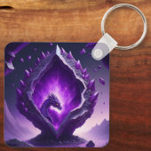Baby Paarse Draak komt uit Space Egg Sleutelhanger (Achterkant)