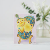 Baby Paasflapper Chick Blue Egg Waterverf Art Briefkaart (Staand voorkant)