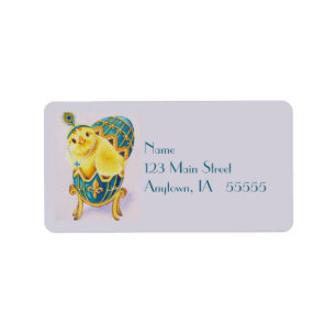 Baby Paasflapper Chick Blue Egg Waterverf Art Etiket