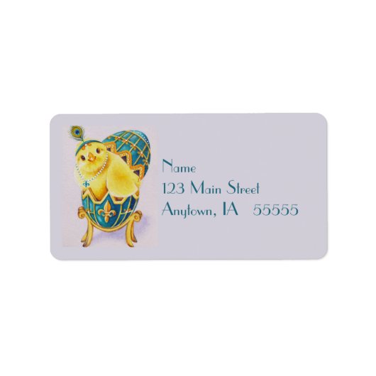 Baby Paasflapper Chick Blue Egg Waterverf Art Etiket (Voorkant)