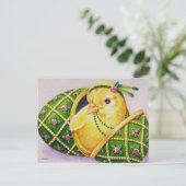 Baby Paasflapper Chick Green Egg Waterverf Art Briefkaart (Staand voorkant)