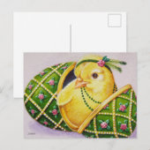 Baby Paasflapper Chick Green Egg Waterverf Art Briefkaart (Voorkant / Achterkant)