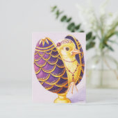 Baby Paasflapper Chick Paarse Egg Waterverf Briefkaart (Staand voorkant)