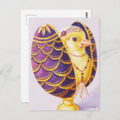 Baby Paasflapper Chick Paarse Egg Waterverf Briefkaart (Voorkant / Achterkant)