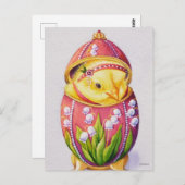 Baby Paasflapper Chick Pink Waterverf Art Briefkaart (Voorkant / Achterkant)