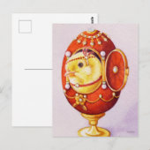 Baby Paasflapper Chick Red Eg Waterverf Art Briefkaart (Voorkant / Achterkant)