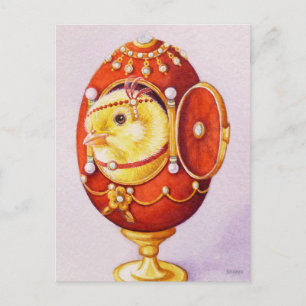Baby Paasflapper Chick Red Eg Waterverf Art Briefkaart