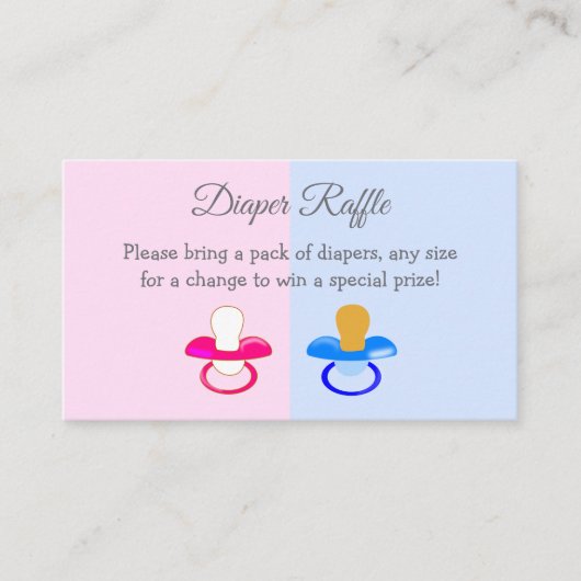Baby Pacifiers Gender Raffle uit de douche Informatiekaartje (Voorkant)
