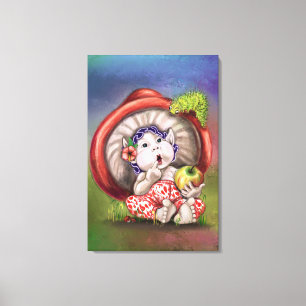 Baby Paddenstoel en Rups Canvas Print