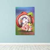 Baby Paddenstoel en Rups Canvas Print (Insitu (Houten vloer))