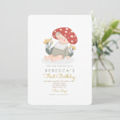 Baby paddestoel Bos Eerste verjaardag Kaart (Staand voorkant)