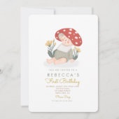 Baby paddestoel Bos Eerste verjaardag Kaart (Voorkant)