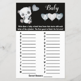 Baby Panda ABC Baby shower Game Kaart