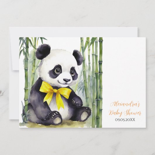 Baby Panda Baby shower Invitation Kaart (Achterkant)