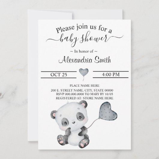 Baby Panda | BABY SHOWER Kaart (Voorkant)