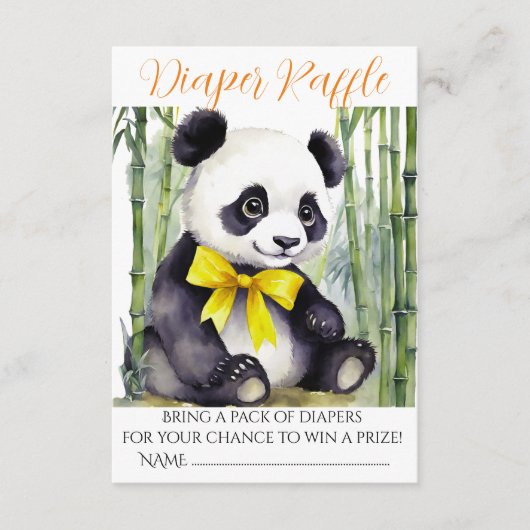 Baby Panda Baby shower Luier Raffle Informatiekaartje (Voorkant)