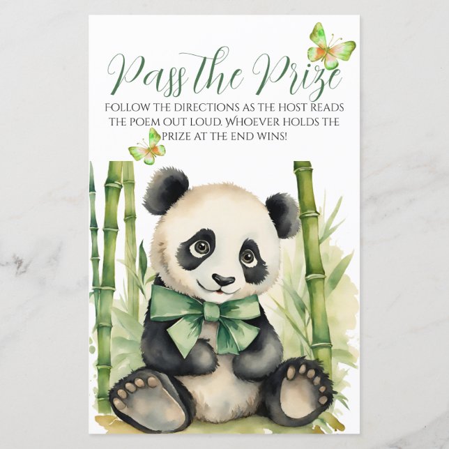 Baby Panda Baby shower Pass de Prize Game (Achterkant)