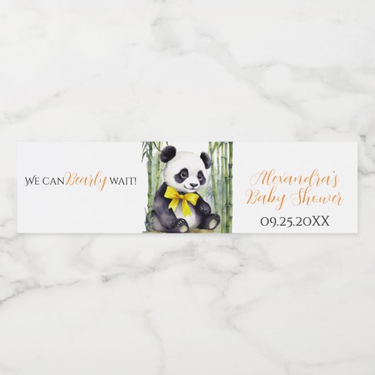 Baby Panda Baby shower Waterfles Etiket (Enkel label)