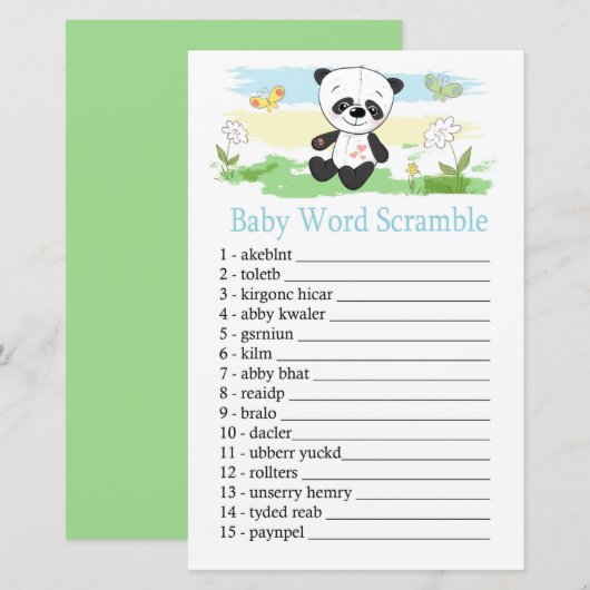 Baby panda Baby word scramble game (Voorkant / Achterkant)