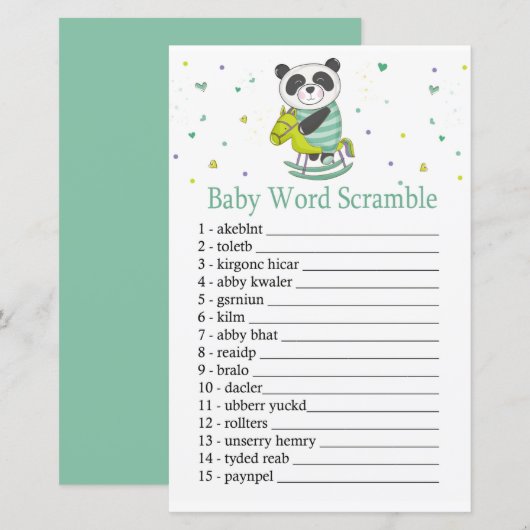 Baby Panda Baby word scramble game (Voorkant / Achterkant)