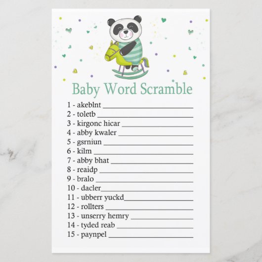 Baby Panda Baby word scramble game (Voorkant)