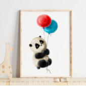 Baby Panda-ballondruk | Panda Waterverf Print