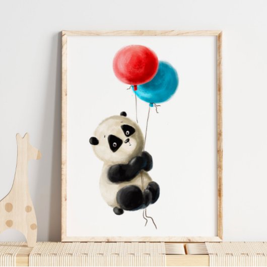 Baby Panda-ballondruk | Panda Waterverf Print
