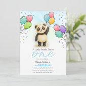 Baby Panda Balloon 1st Birthday Party Blue Kaart (Staand voorkant)