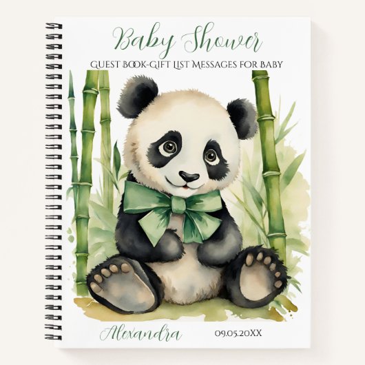 Baby Panda Beer Baby shower Gast Geschenklijst Notitieboek (Voorkant)