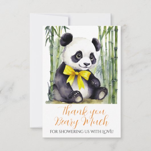 Baby Panda Beer Baby shower non gender dank u Bedankkaart (Voorkant)